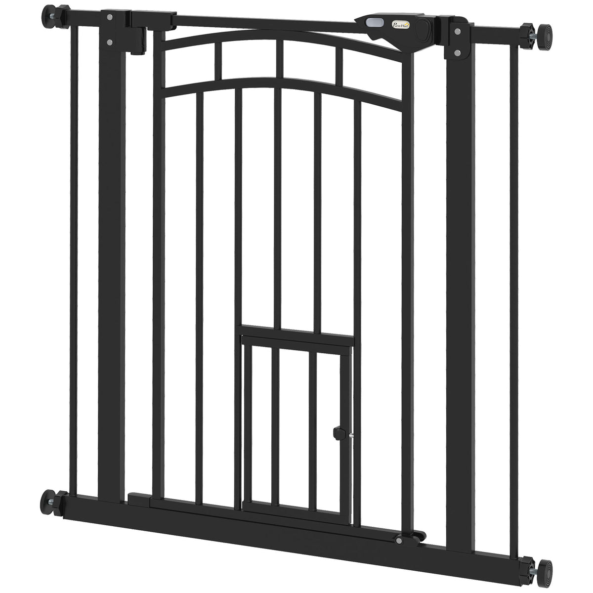 Auto-Close Pet Gate, Stair Gate with Cat Door, Double Locking for Doorways Hallways Stairs