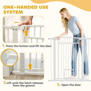 30"-41" Extra Wide Pet Gate with Small Door, 30" H Dog Gate with 3-Inch and 5.5-Inch Extension Kit