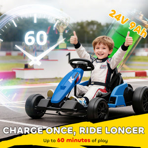 Qaba 24V Electric Go Kart with Dual 150W Motors, Adjustable Seat & 11.2MPH High Speed, Slow Start, 5-Point Harness
