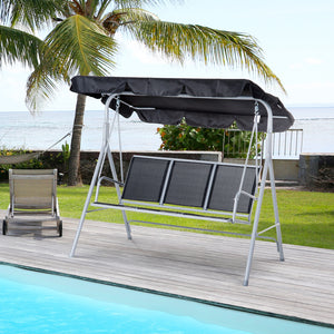 3-Seater Patio Swing, Outdoor Swing Chair, A Frame Porch Swing with Canopy Garden Hammock Glider Bed, Black – view 7