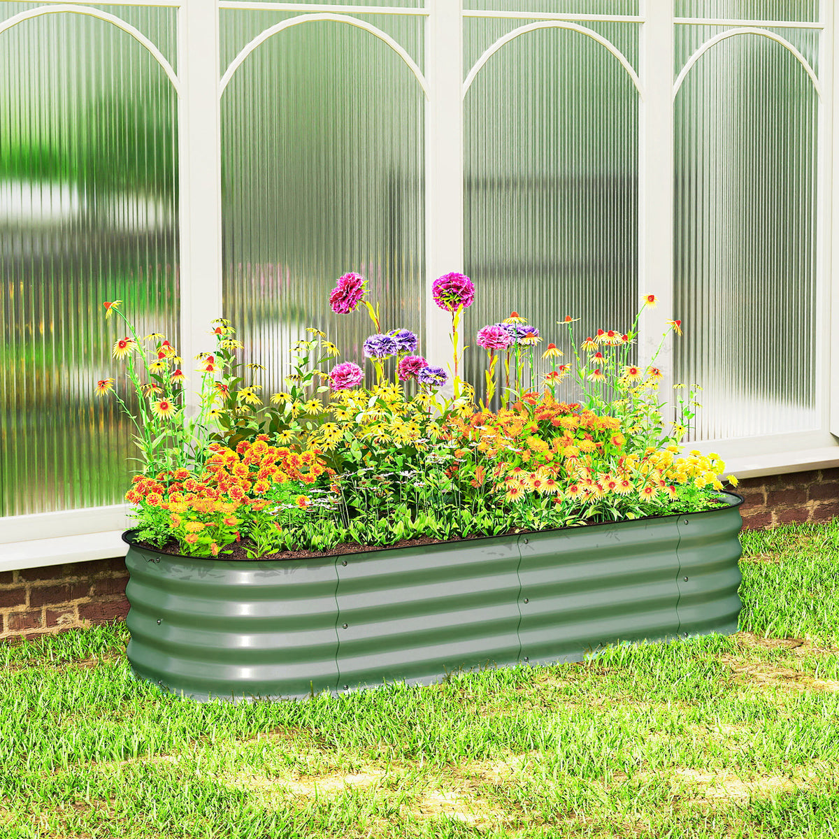 4.9 x 2 x 1ft Galvanized Raised Garden Bed Kit, Metal Planter Box with Safety Edging, Black – view 21