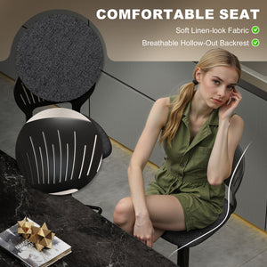 Bar Stools Set of 2, Modern Swivel Counter Height Barstools with Footrest and Hollow Backrest, Black