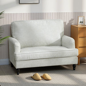 Modern Accent Chair, Leathaire Armchair with Turned Legs and Wide Seat, Comfy Chair for Living Room, Brown – view 14