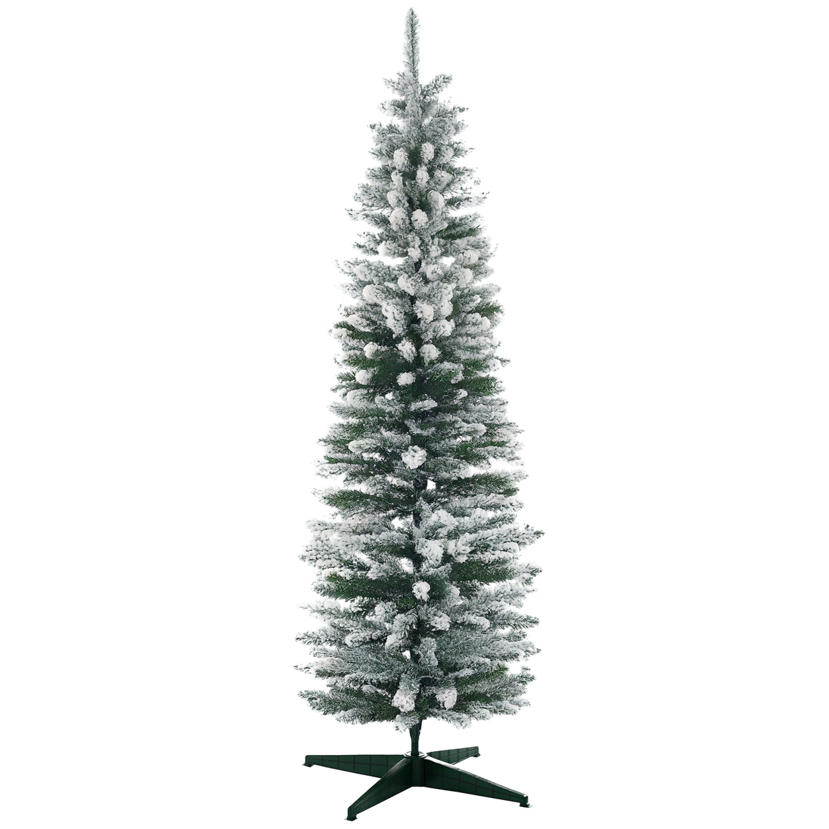 5ft Tall Pencil Artificial Christmas Tree, Holiday Décor with Snow Flocked Branches, Green – view 8