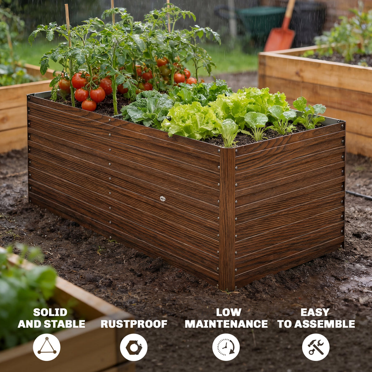 5' x 3' x 2' Raised Garden Bed, Galvanized Planter Box for Growing Flowers, Herbs and Vegetables, Black – view 18