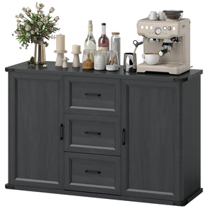 Sideboard with 3 Drawers and 2 Doors, 47" Buffet Cabinet with Adjustable Shelves for Kitchen