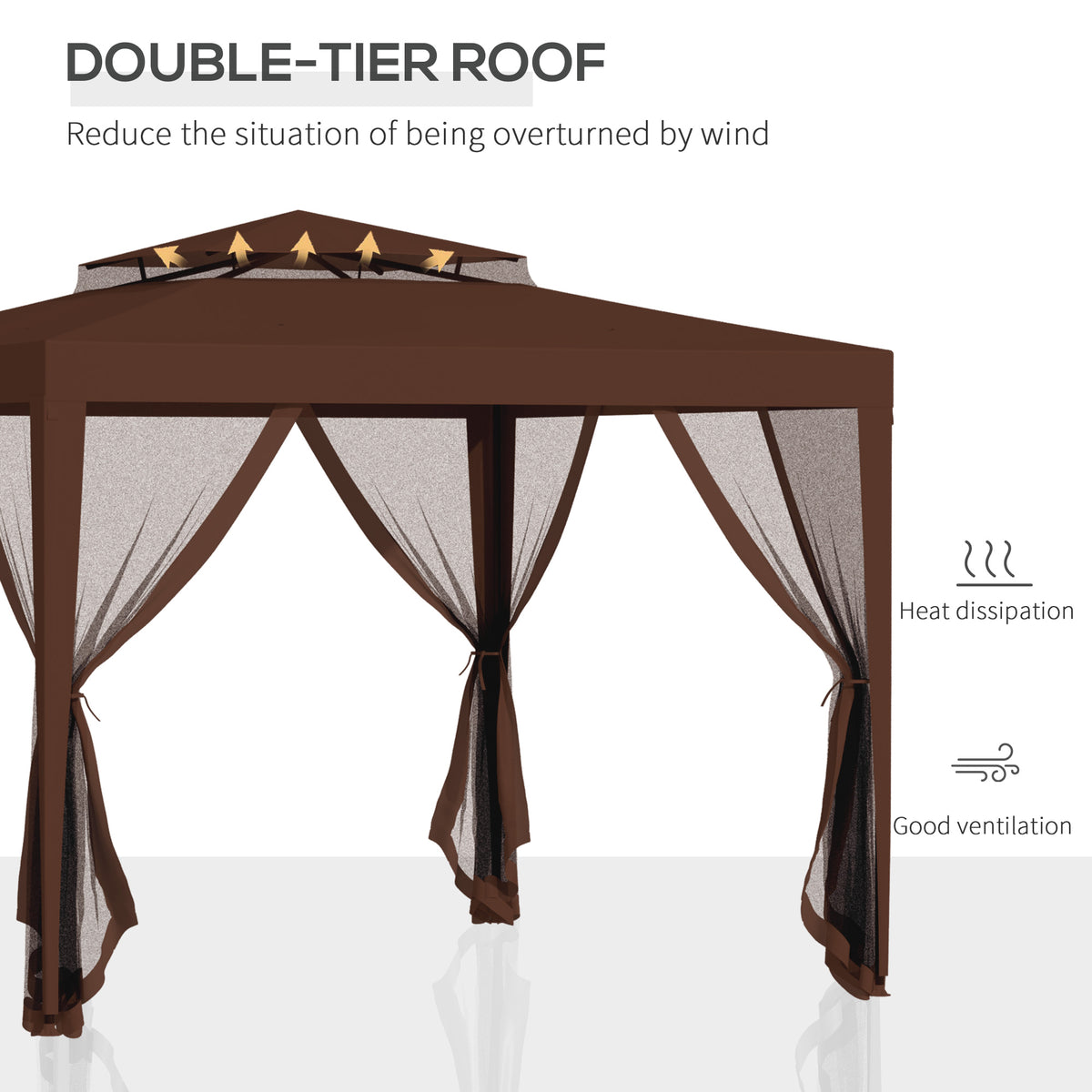 10' x 10' Outdoor Canopy Tent Party Tent with Mesh Netting and Double Tier Roof for Backyard, Garden – view 17