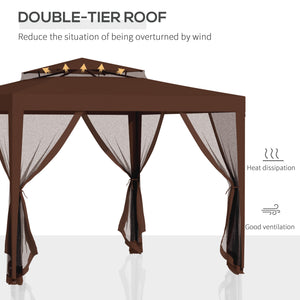 10' x 10' Outdoor Canopy Tent Party Tent with Mesh Netting and Double Tier Roof for Backyard, Garden – view 17