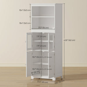 63" Small Buffet with Hutch, 4-Door Kitchen Pantry, Freestanding Storage Cabinet with Adjustable Shelf for – view 2