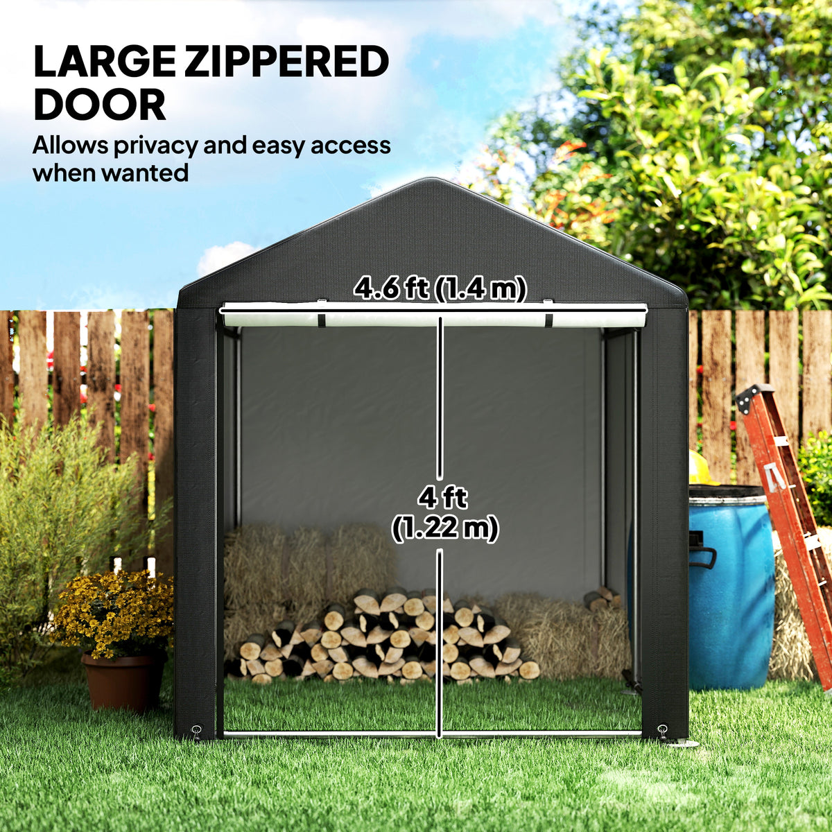 Portable Bicycle Shed with Galvanised Steel Frame and Large Door, Waterproof Outdoor Shed for Garden Tools – view 5