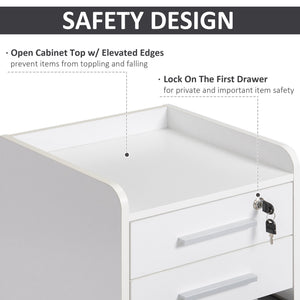 3 Drawer File Cabinet with Lock and Edged Top, Lockable Filing Cabinet on Wheels for Letter and A4 Size – view 4