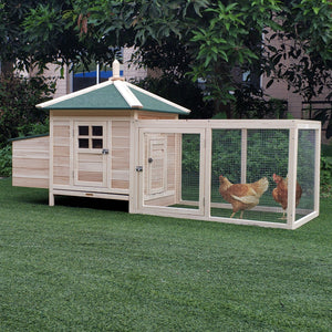 77" Chicken Coop Hen House Rabbit Hutch Poultry Cage Pen Outdoor Backyard with Nesting Box Run Natural – view 7
