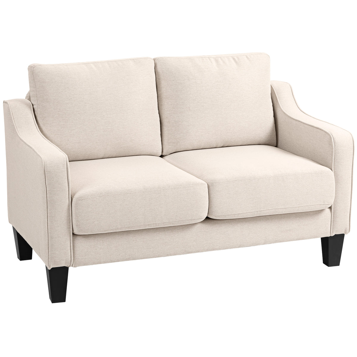 Loveseat Sofa, Modern Couch with Pocket Spring, Linen Upholstered, Thick Padded, Beige