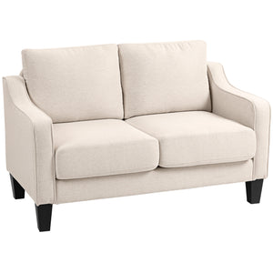 Loveseat Sofa, Modern Couch with Pocket Spring, Linen Upholstered, Thick Padded, Beige