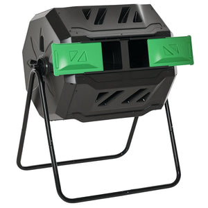 43 Gallon (160L) Tumbling Compost Bin Outdoor Dual Chamber 360° Rotating Composter with Sliding Doors – view 8