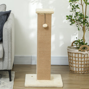 32" Tall Cat Scratching Post for Indoor Cats and Kittens, Sisal Cat Scratcher with Hanging Ball Soft Plush – view 7