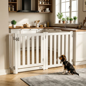 23.5"H Foldable Dog Gate with Door, 4 Panels Freestanding Pet Gate Barriers Indoor with Support Feet – view 10