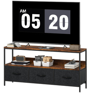 TV Stand with Charging Station, TV Table with 2 Foldable Linen Drawers and Open Shelf for 47 Inch – view 22