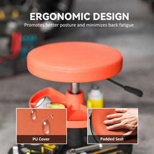 Rolling Garage Stool, 300 LBS Capacity Mechanic Stool with 2.5" Wheels, Tool Trays Storage – view 12