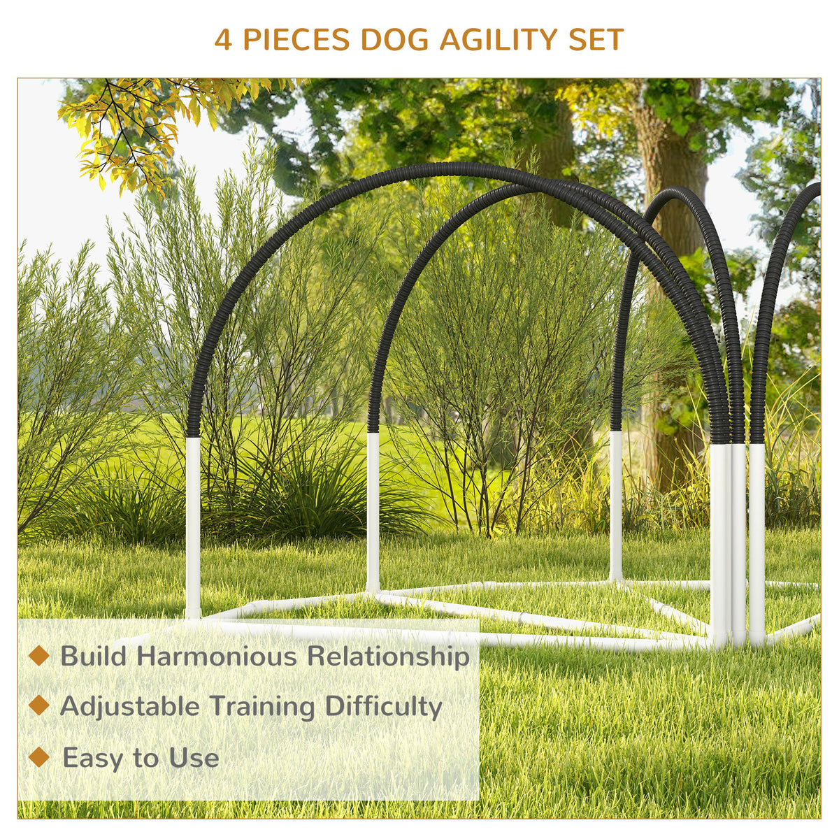 Dog Agility Kit Pet Obstacle Course Training Equipment Outdoor with Weave Poles, Carry Bag, Black – view 4