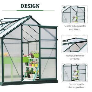 6' x 8' Greenhouse Clear & Twin Wall Panels Green Frame Press to Select