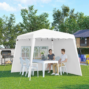 Pop Up Canopy Tent with 2 Sidewalls, UV50+ Tents for Parties, with Carry Bag, Slant Legs, 8 x 8ft Top/9.5 x 9.5ft Base