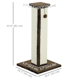 32" Tall Cat Scratching Post for Indoor Cats and Kittens, Sisal Cat Scratcher with Hanging Ball Soft Plush – view 9