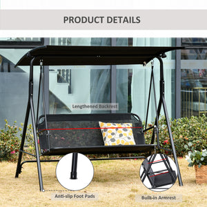 2-Person Porch Swing Chair, 2 Seater Patio Swing Bench w/ Adjustable Canopy, Breathable Seat for Garden – view 4