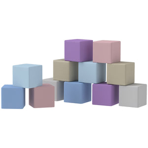 Soozier 12 Piece Soft Play Blocks Soft Foam Toy Building And Stacking Blocks - Multicolours