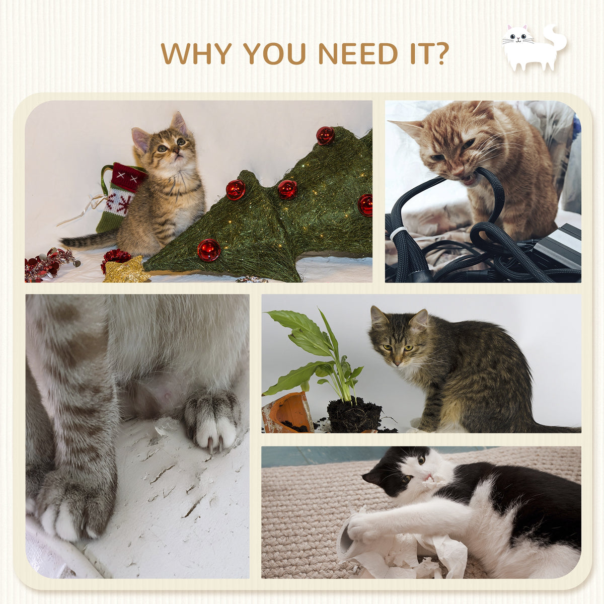 4Pcs Cat Wall Shelf with Scratching Post, Cat Wall Shelves for Relaxing, Climbing – view 6