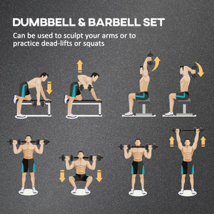 Soozier 44lbs 2-in-1 Adjustable Dumbbells Weight Set, Dumbbell Hand Weights Barbell for Body Fitness, Lifting Training for Home, Office, Gym, Black and Red
