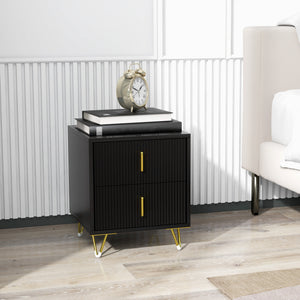 Bedside Table, Modern Nightstand with 2 Drawers, Side End Table with Metal Legs for Living Room, Bedroom – view 14