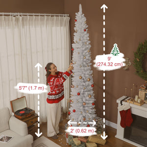 9ft Christmas Tree with Colourful DIY Synchronized LEDs, Hinged Pencil Xmas Tree with Remote, Daily Timer – view 9