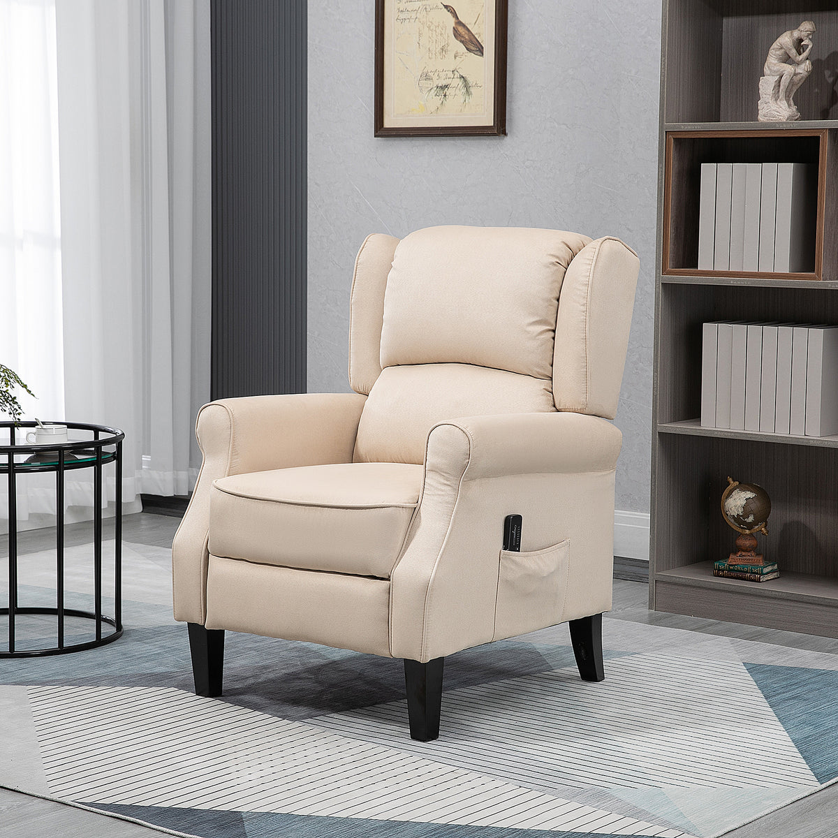 Push Back Recliner Chair, Vibration Massage Recliner for Living Room with Extendable Footrest, Remote – view 14