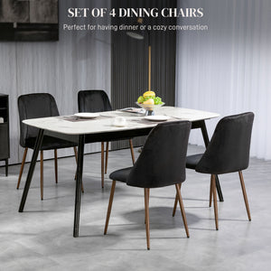 Upholstered Dining Chairs Set of 4, Velvet Accent Chair with Back and Wood-grain Steel Leg for Kitchen – view 9