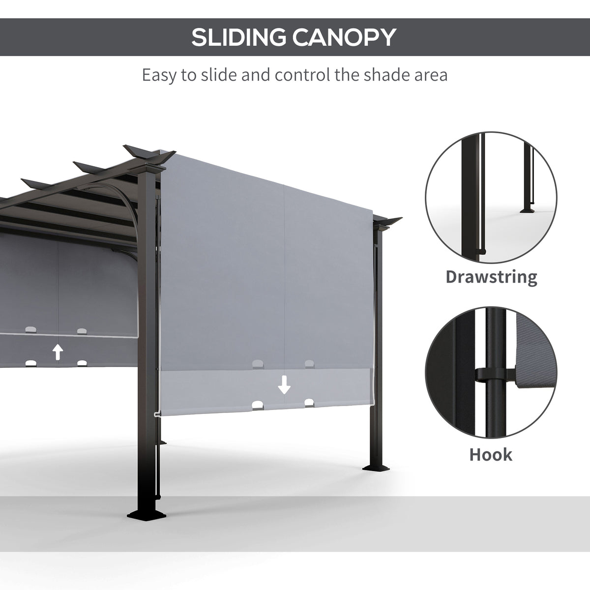 10' x 10' Outdoor Pergola Patio Gazebo Canopy Sun Shelter, Steel Frame, Beige – view 11