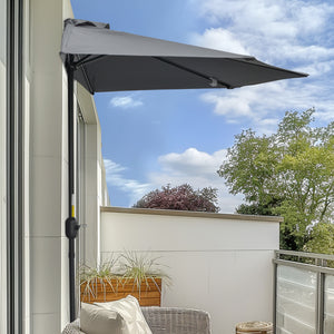 9.8ft Half Umbrella Semi Round Patio Parasol with Crank Handle, Top Vent for Garden – view 22