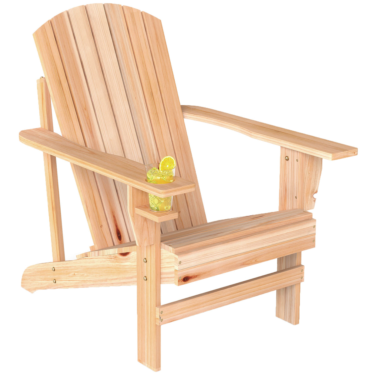 Classic Adirondack Chair Muskoka Chair, Garden Deck Chair with Cup Holder for Patio, Indoor, Backyard, White – view 8