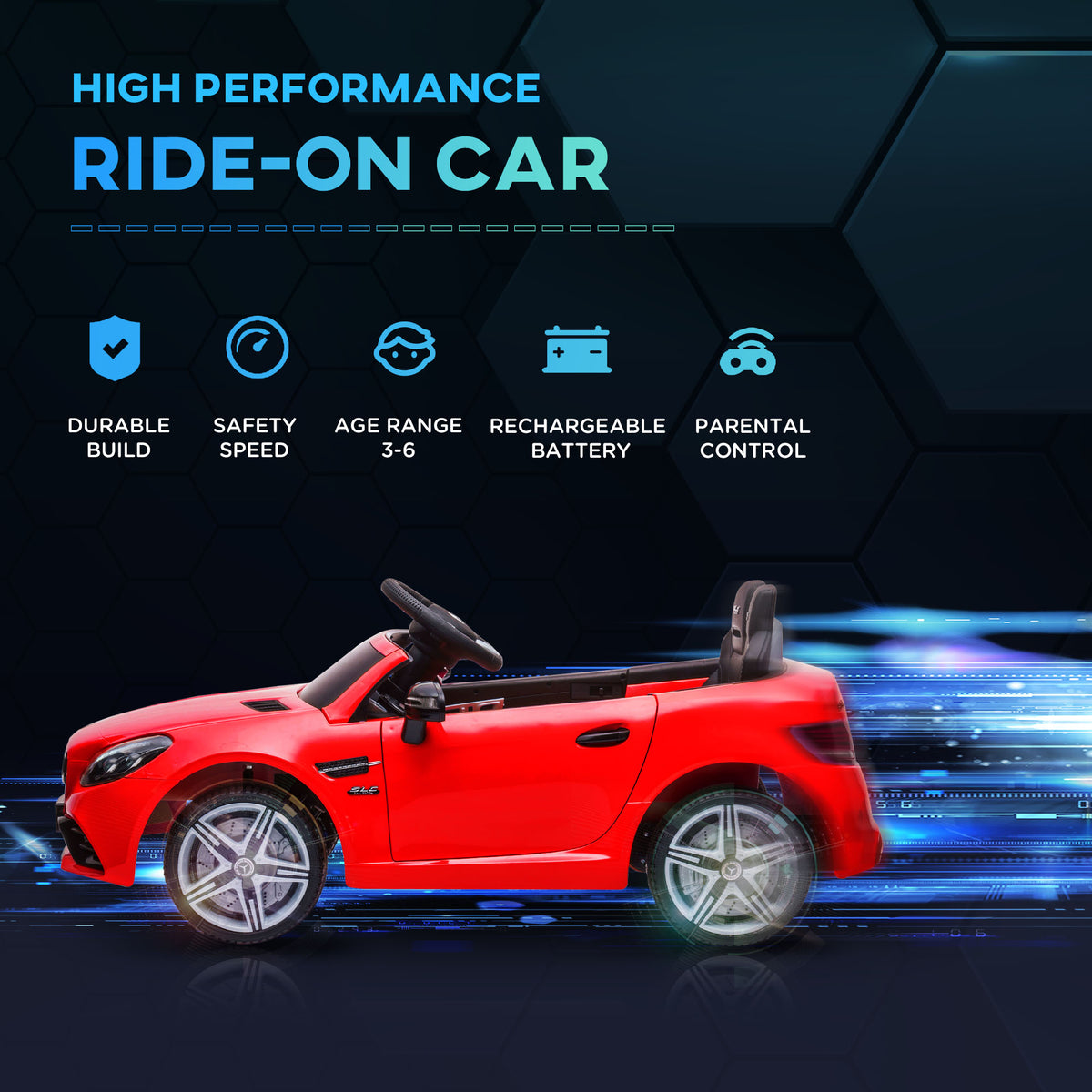 Aosom 12V Ride On Car with Parent Remote Control Two Motors Music Lights Suspension Wheels for 3-6 Years