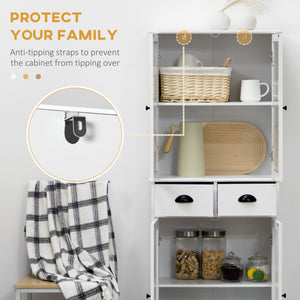 61" Kitchen Pantry Cabinet, Freestanding Farmhouse Buffet Storage Cabinet with Soft Close Glass Doors and – view 12