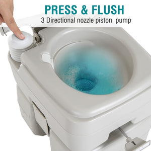 Outdoor Portable Travel Toilet Detachable Flushable Tank Easy to Use 3 Way Pistol for Camping Hiking Boating Roadtripping 5.3 Gallon (20L)