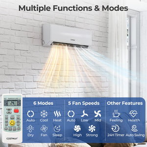 UltrEco Series 18000 BTU 2 Zone 22 SEER2 Mini Split Air Conditioner Wifi Enabled with Heat Pump-9K + 9K view 3