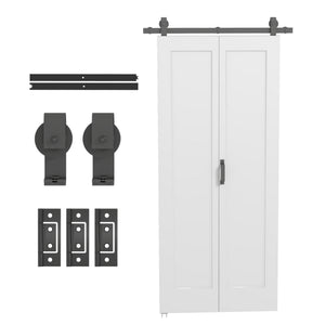 35" x 83" Sliding Door with 3.6FT Bi-Folding Door, Hardware Kit Included & Handle, DIY Paintable MDF Surface