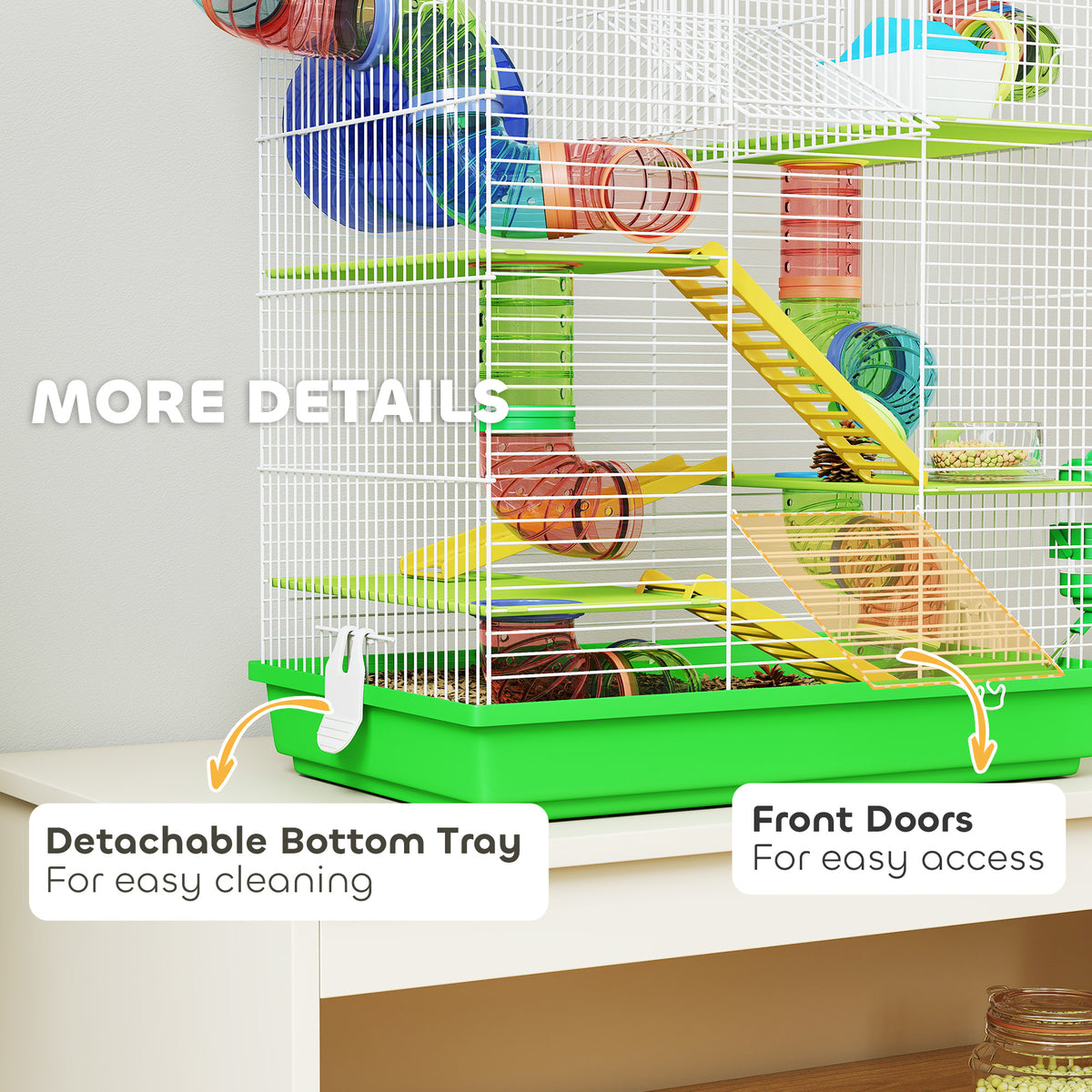 18.5" Hamster Cage, 5 Tiers Small Animal House with Tunnel Tube System, Exercise Wheel, Water Bottle, Blue – view 12