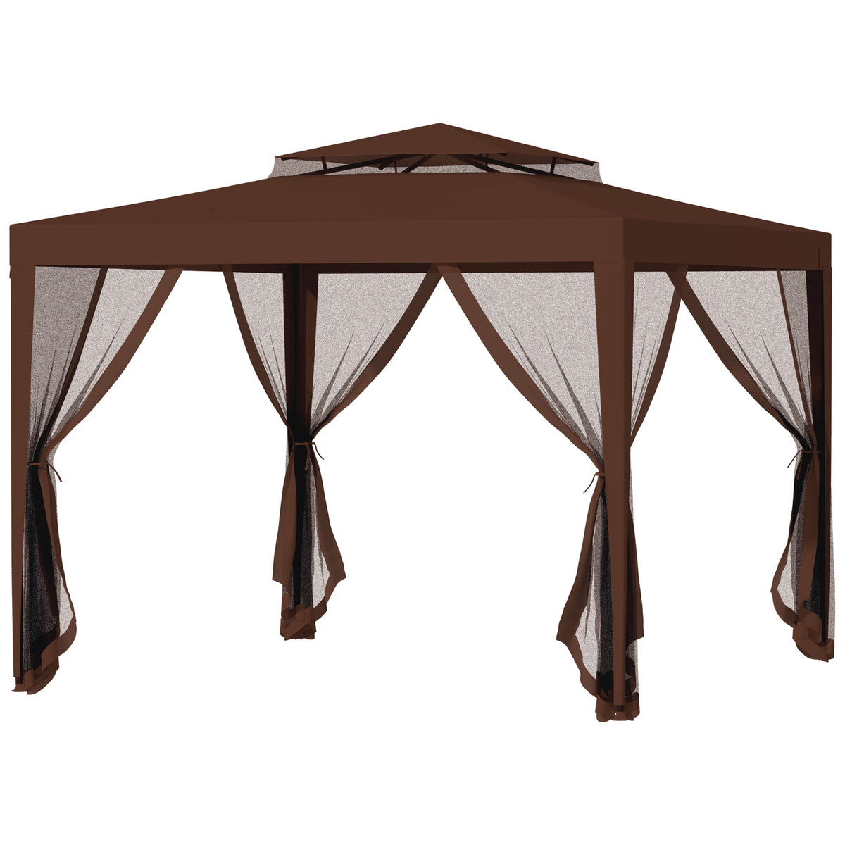 10' x 10' Outdoor Canopy Tent Party Tent with Mesh Netting and Double Tier Roof for Backyard, Garden – view 15