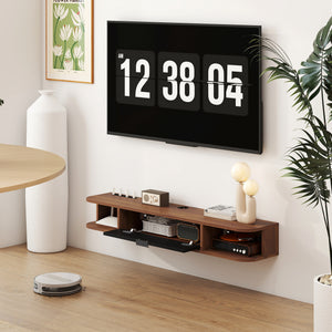47" Floating TV Stand for TVs up to 50 Inch, Wall Mounted Media Console with Flip Drawer and 2 Open – view 7