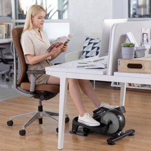 Under Desk Elliptical Pedal Exerciser Adjustable Magnetic Resistance-Silver view 3