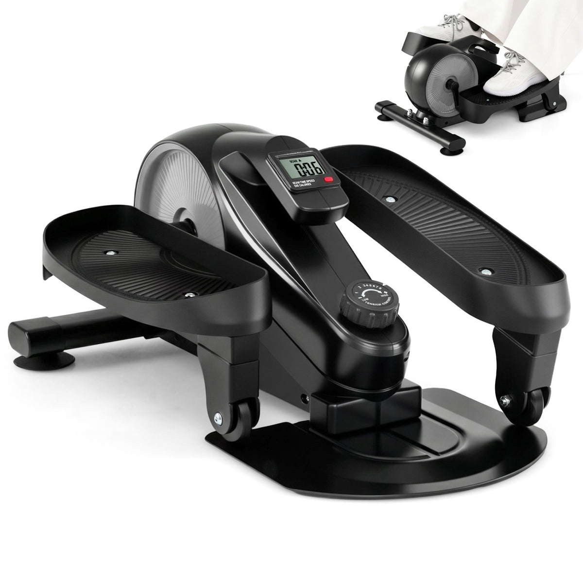 Under Desk Elliptical Pedal Exerciser Adjustable Magnetic Resistance-Silver view 4