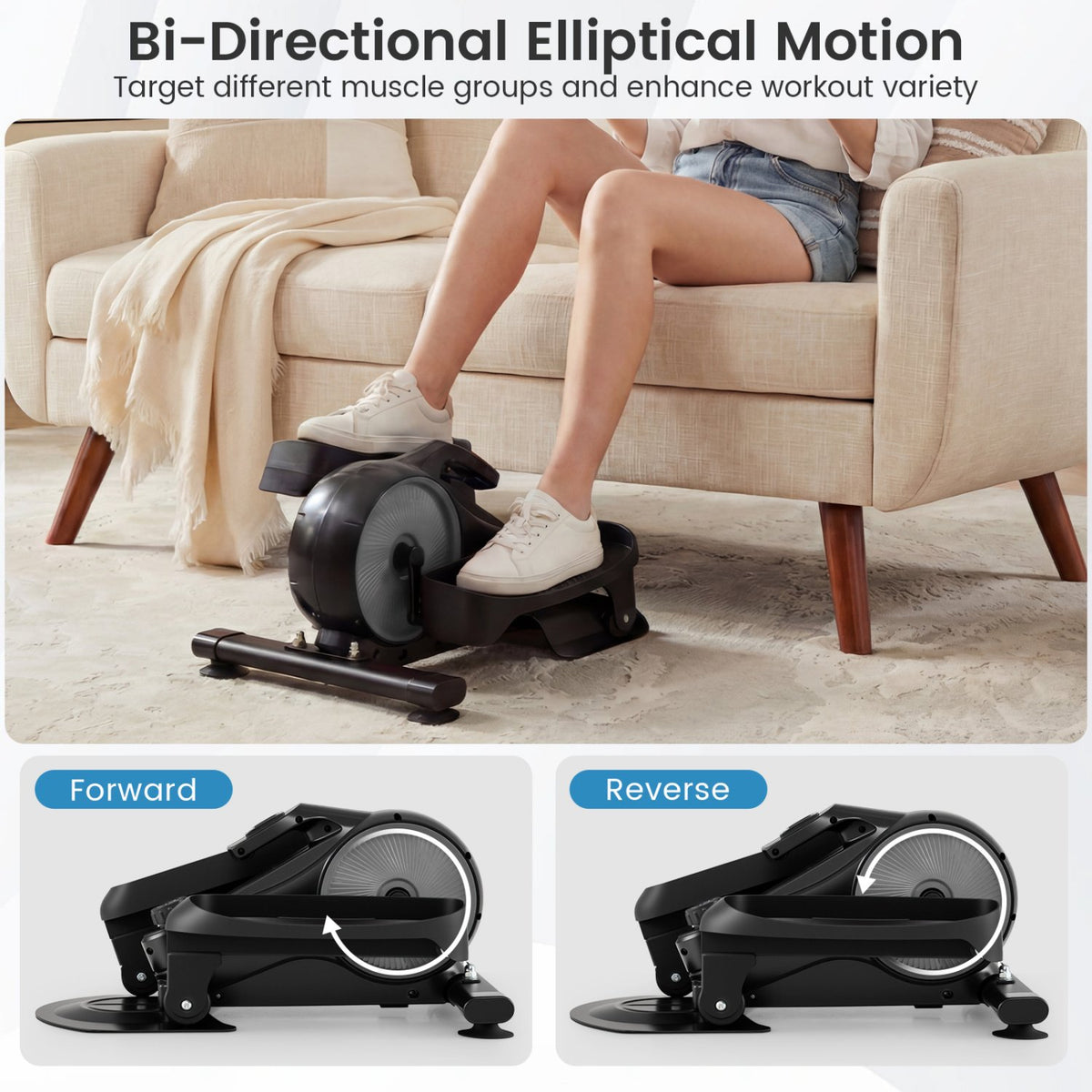 Under Desk Elliptical Pedal Exerciser Adjustable Magnetic Resistance-Silver view 8