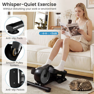 Under Desk Elliptical Pedal Exerciser Adjustable Magnetic Resistance-Silver view 9